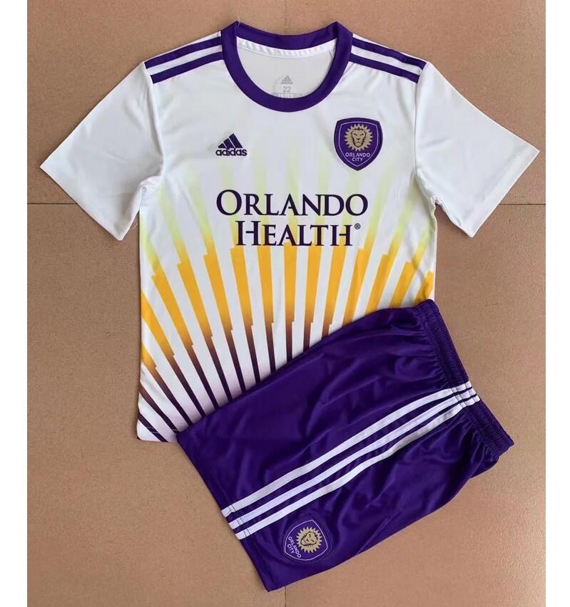 Kids Orlando City SC 2022/23 Away Soccer Kits Shirt With Shorts